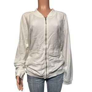Weekendz off full zip textured white sweater L